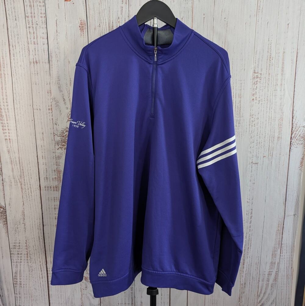 Adidas Golf Pullover Mens 2XL Purple Climalite 1/4 Zip Country Club Gorpcore XXL